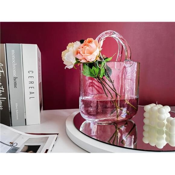 Purse vases for Flowers (Handmade) Glass Bag vase -10 Inches- Blue - Picture 5 of 7